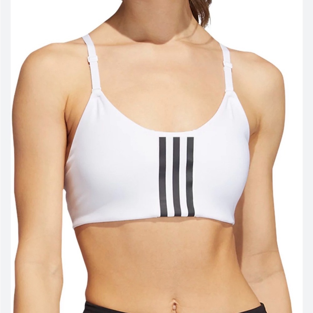 adidas Originals White Sports Bra with Black Stripes